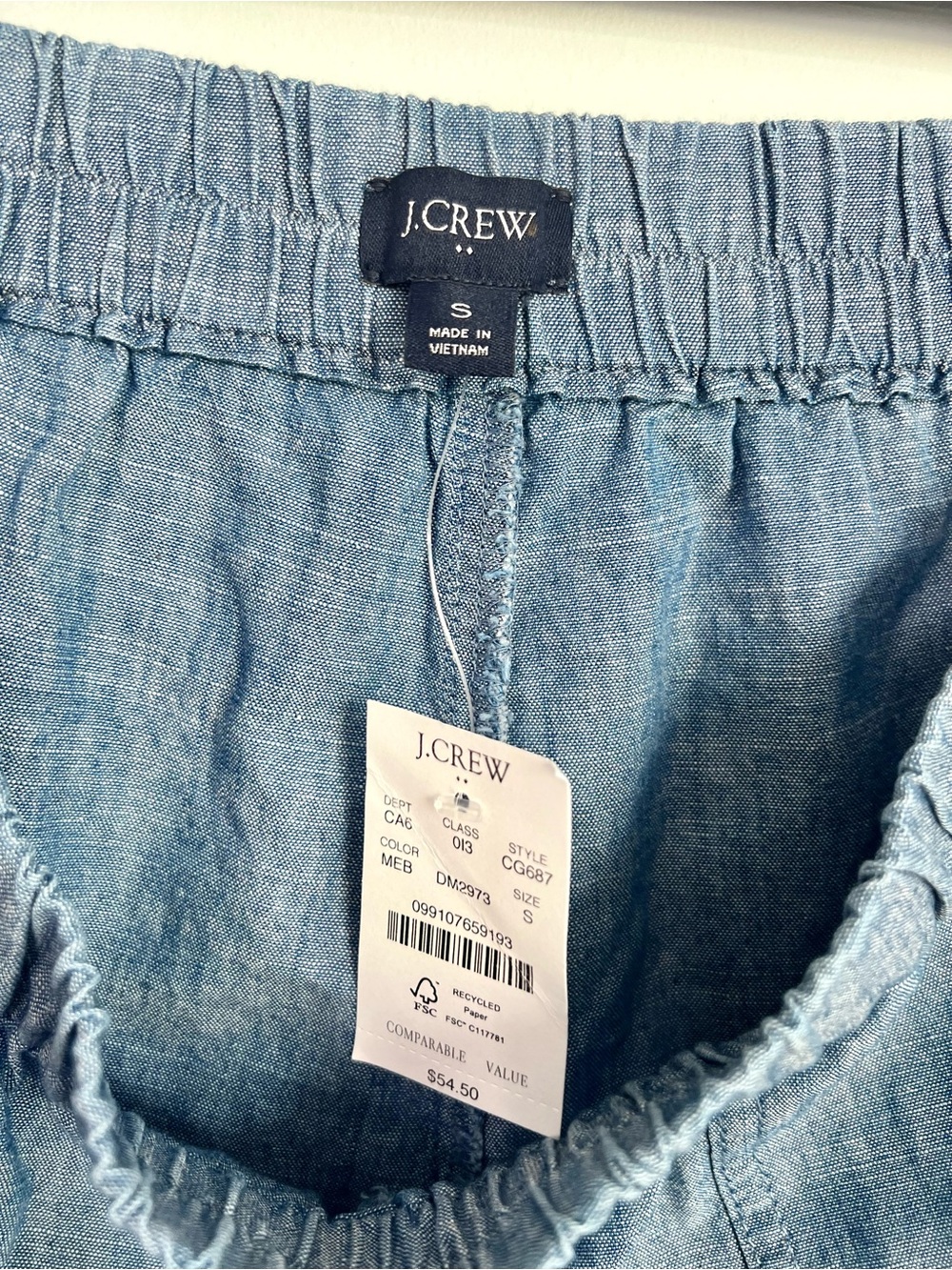J.Crew Chambray Pull-On Shorts | Blue | Size Small - Picture 4 of 5